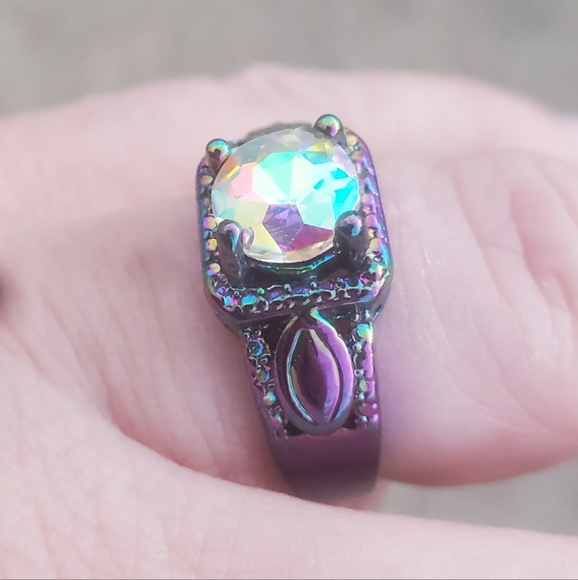 New Aurora Borealis Rainbow Hematite Ring. - Picture 6 of 13